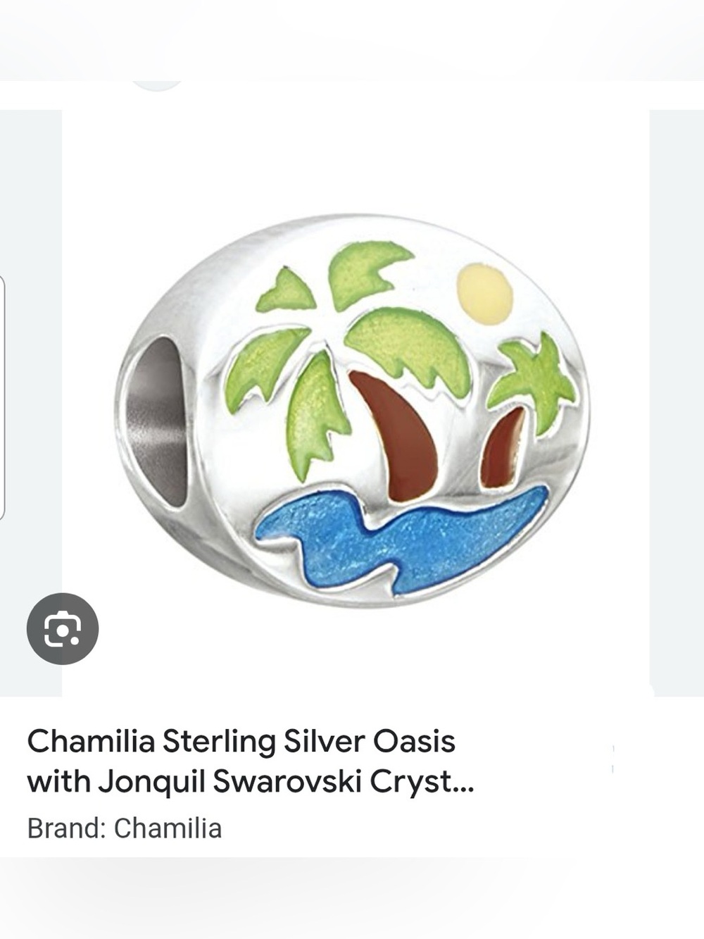 Chamilia Sterling Silver Oasis with Jonquil Swarovski Crystal CHARM